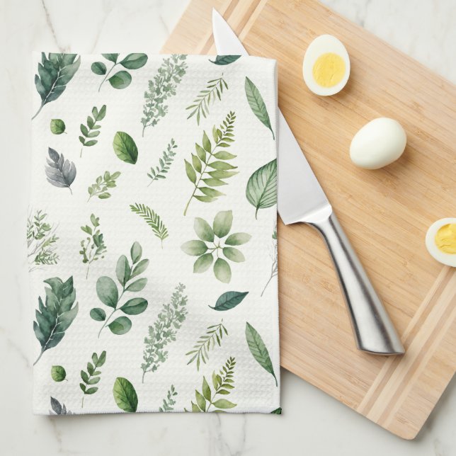 Paño De Cocina Eucalipto Verde Fern Agua Botánica (Doblado Cuarto)