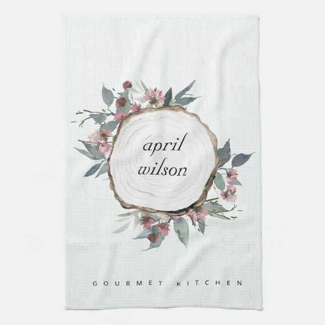 PAÑO DE COCINA EUCALIPTUS FLORAL DE MADERA RÚSTICA (Vertical)