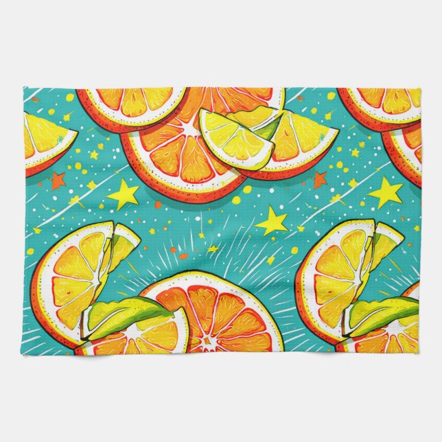 Paño De Cocina Explosión de Cítricos Vibrantes (Horizontal)
