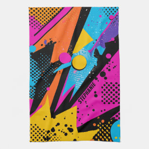 Paño De Cocina Explosión de color abstracto en estilo cómic retro