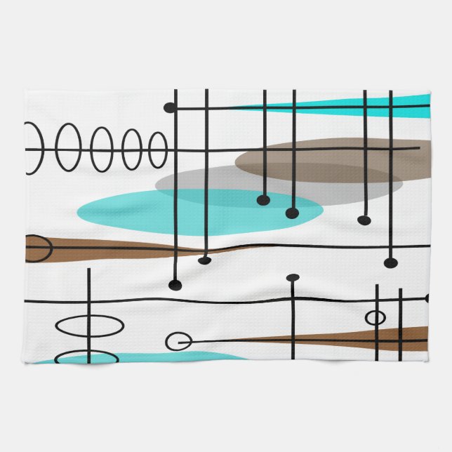 Paño De Cocina Extracto moderno de los mediados de siglo atómicos (Horizontal)
