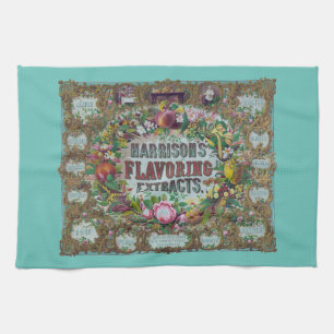 Paño De Cocina Extractos de cosecha de fruta floral victoriana