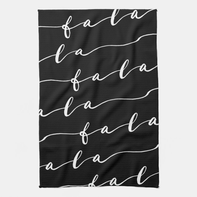 Paño De Cocina FA LA Navidades de caligrafía blanca y negra Carol (Vertical)