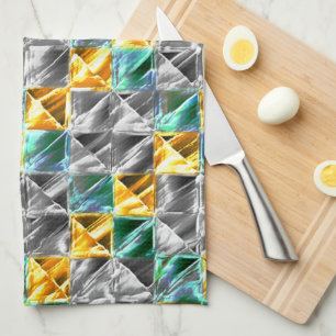 Paño De Cocina Fábrica de menta de color marrón, baldosas doradas