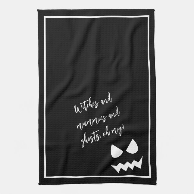 Paño De Cocina Face fantasma de Halloween blanco y negro cita a m (Vertical)
