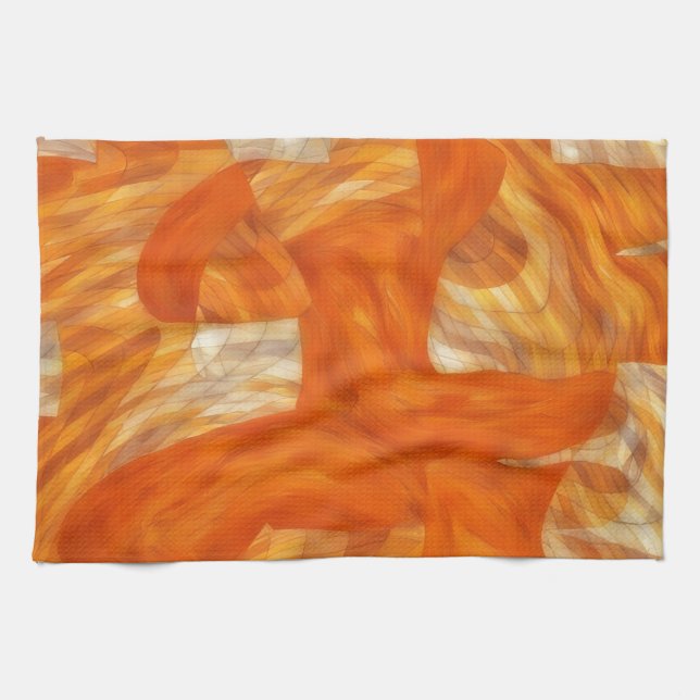 Paño De Cocina Face in Orange Artsy Abstract Kitchen Towel (Horizontal)