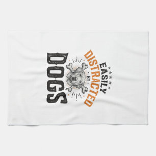 Paño De Cocina Fácilmente Distraído Por Perros Diseño Vintage Ama