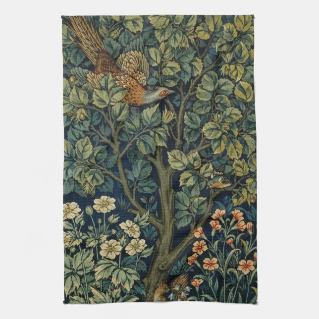 Paño De Cocina Faisán pájaro árbol bosque William Morris (Vertical)
