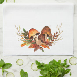 Paño De Cocina Fall Leaves Mushrooms Retro