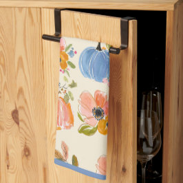 Paño De Cocina Fall Pumpkin & Floral Pattern Watercolor