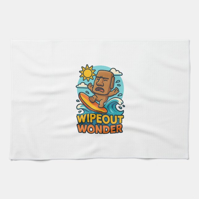 Paño De Cocina Fallo en la cicatriz de la Wipeout Moai Chibi (Horizontal)