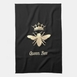 Paño De Cocina falso Relieve metalizado reina abeja en negro