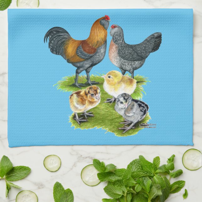 Paño De Cocina Familia Ameraucana de Pollos (Doblado)