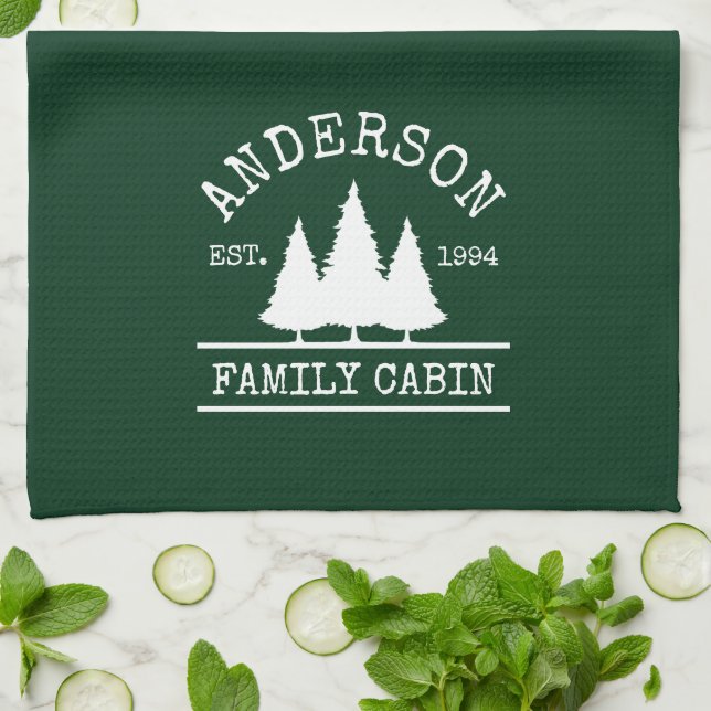 Paño De Cocina Familia Cabina Nombre Bosque Verde (Doblado)