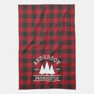 Paño De Cocina Familia de granja Nombre Red Buffalo Placado