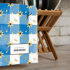 Paño De Cocina Familia de nombres monogramados florales personali