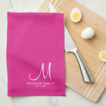 Paño De Cocina Familia de plantillas de monograma personalizadas<br><div class="desc">Subir personalizado Añadir su diseño fotográfico o logotipo Texto elegante moderno personalizado Monograma personalizado nombre inicial / plantilla de nombre familiar Toalla de cocina rosa de moda.</div>