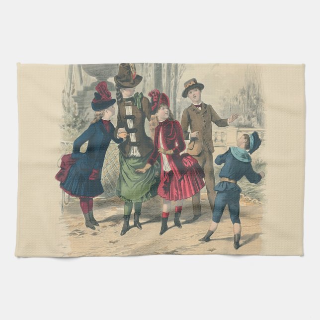 Paño De Cocina Familia Infantil Vieja Victoriana (Horizontal)