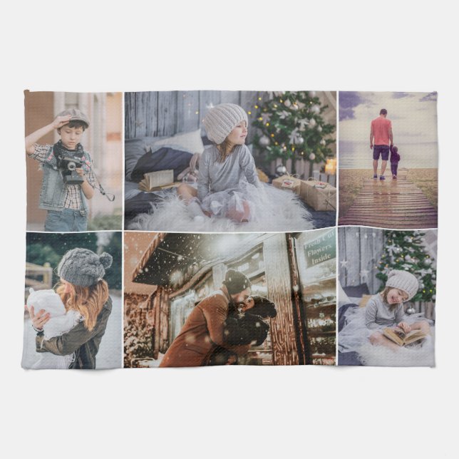 Paño De Cocina Familia moderna 6 Collage de fotos Keepsake (Horizontal)
