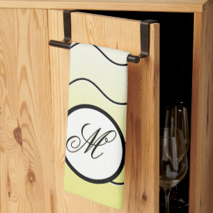 Paño De Cocina Familia Moderna Inicial en Amarillo Mantequilla Om