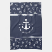 Familia Nautical Personalizada Navy Blue Anchor