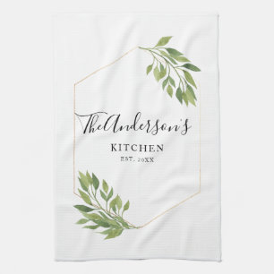Paño De Cocina Familia personalizada Cocina verde
