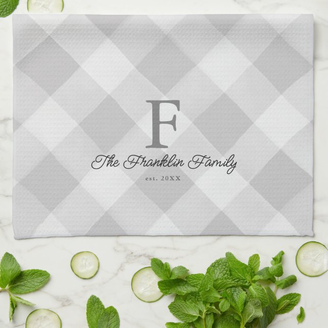 Paño De Cocina Familia personalizada de control de búfalo gris de (Doblado)