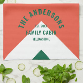 Paño De Cocina Familia Retro Cabina Nombre Personalizado Red Verd