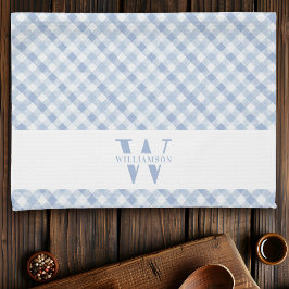 Paño De Cocina Familia Rustica Moderna Monograma Blue Gingham Pla