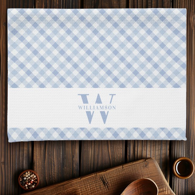 Paño De Cocina Familia Rustica Moderna Monograma Blue Gingham Pla (Subido por el creador)