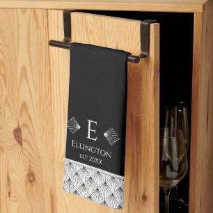 Paño De Cocina Fanático negro y blanco Art Deco Diamante personal