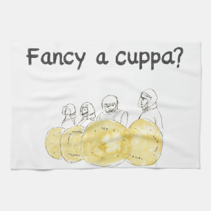 Paño De Cocina Fancy a Cuppa Funny Biscuit Police Watercolour Art