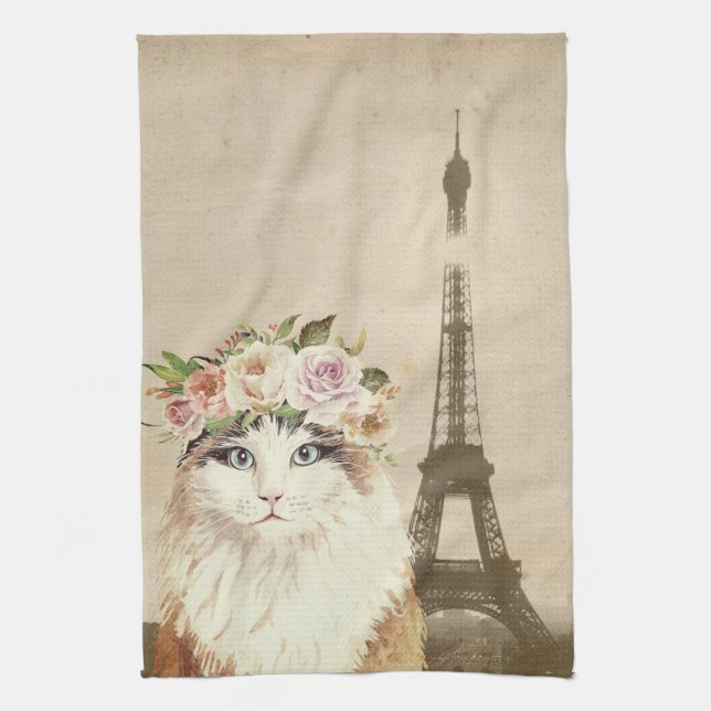 Paño De Cocina Fancy Cat & Eiffel (Vertical)