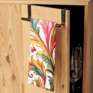 Paño De Cocina Fancy Florentine Design Watercolor Leaves