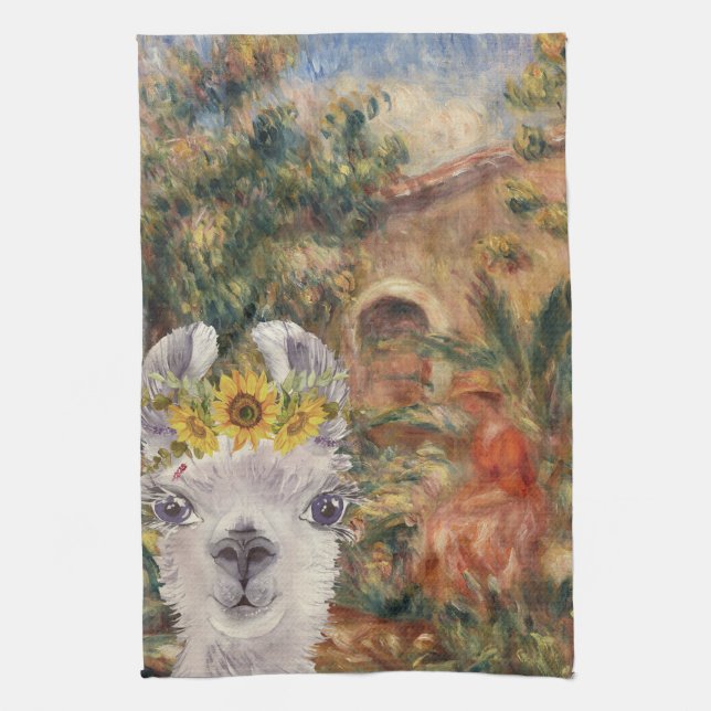 Paño De Cocina Fancy Llama y la granja de Renoir (Vertical)