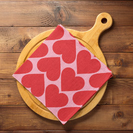 Paño De Cocina Fancy Romántico Patrón De Corazones Rojo Y Rosa Co