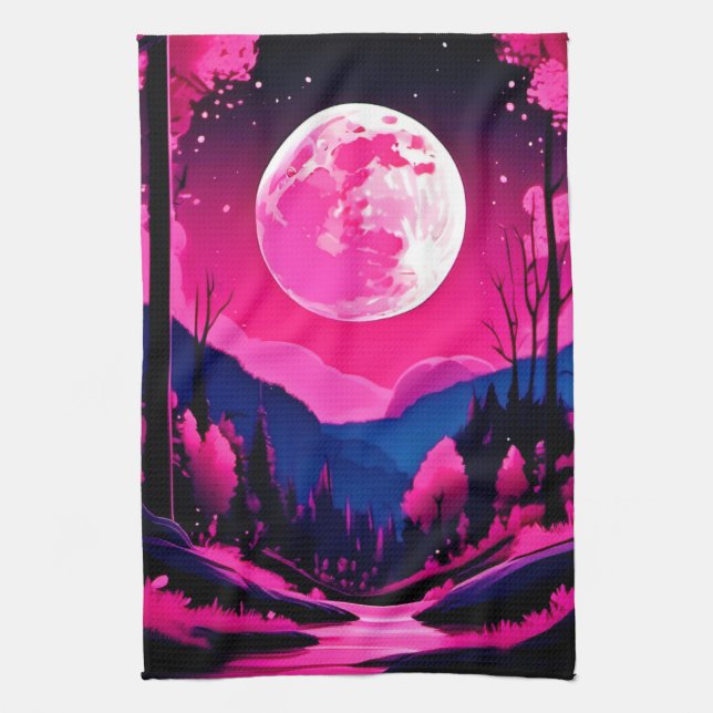 Paño De Cocina Fantasía de Luna Rosa (Vertical)