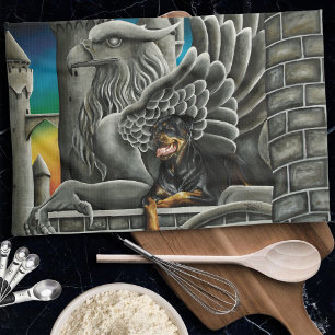Paño De Cocina Fantasía de Rottweiler Dog Gargoyle
