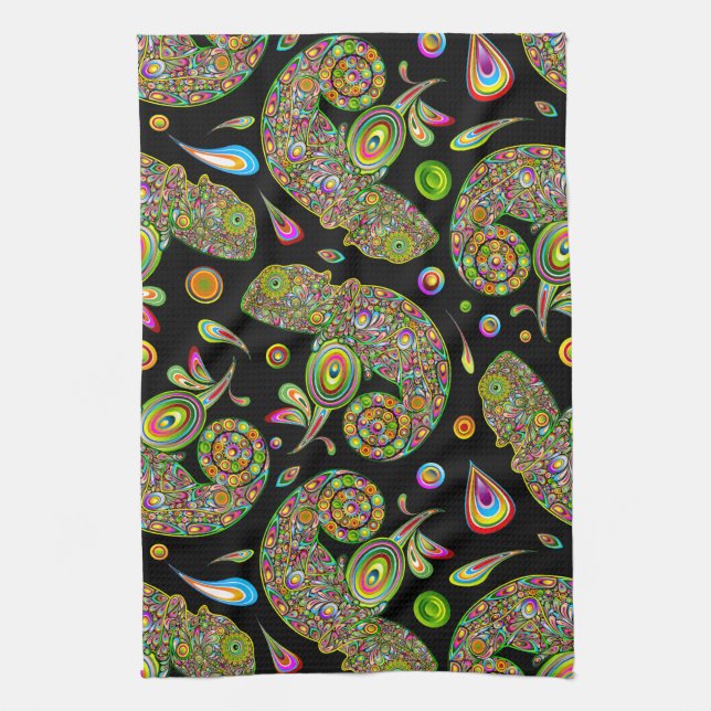 Paño De Cocina Fantasía psicodélica de Chameleon (Vertical)