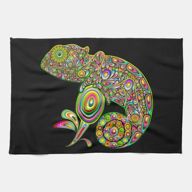 Paño De Cocina Fantasía psicodélica de Chameleon (Horizontal)