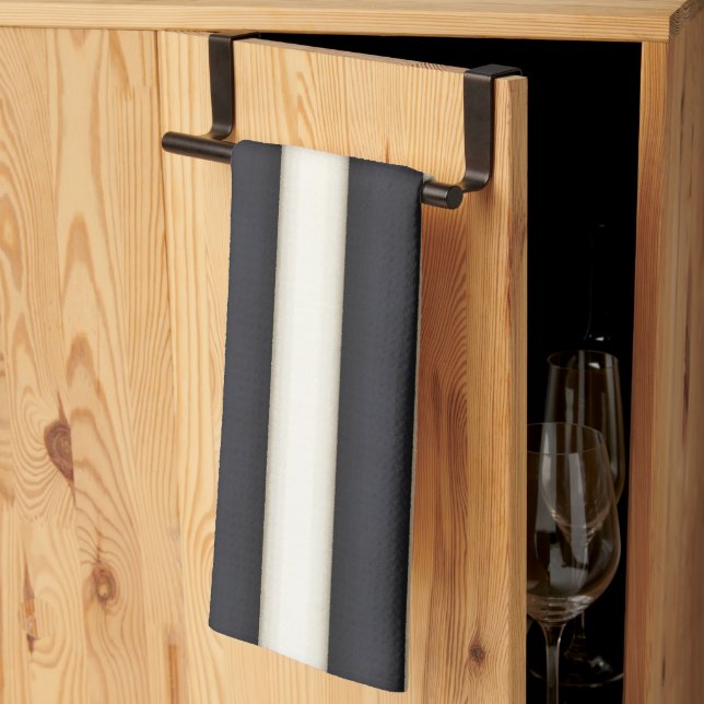 Paño De Cocina Fantasía victoriana gótica de franjas blanco y neg (Pliegue de tercios)