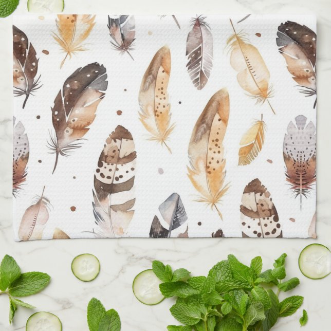 Paño De Cocina Fantasías nativas de la tribu crema marrón (Doblado)