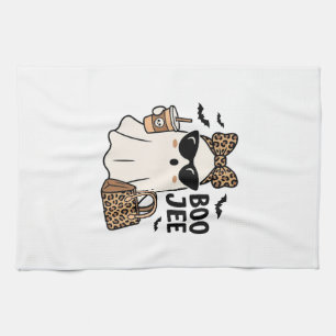 Paño De Cocina Fantasma Boo Jee Halloween Bow de leopardo Diseño