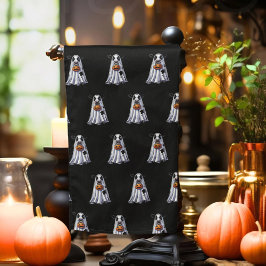 Paño De Cocina Fantasma de Bull en el fondo negro Halloween