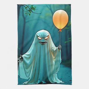Paño De Cocina Fantasma fantasmal con globo espeluznante