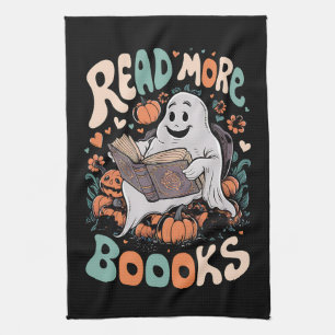 Paño De Cocina Fantasma lindo Leer más libros Profesora Halloween