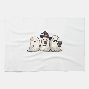 Paño De Cocina Fantasma sosteniendo gato negro divertido Hallowee