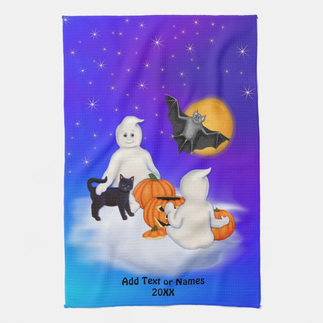 Paño De Cocina Fantasma y amigos de Halloween (Vertical)