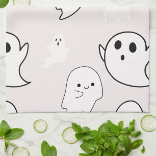 Paño De Cocina Fantasmagorías Blancas Super Adorables Halloween B