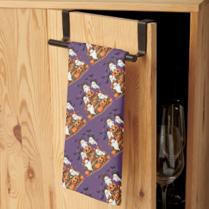 Paño De Cocina Fantasmas De Halloween En Coquette Bows & Pumpkins